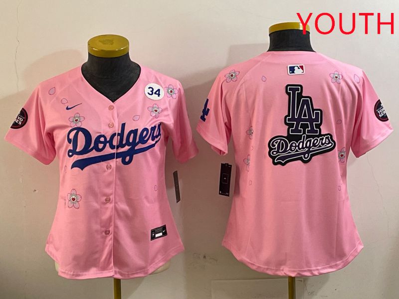 Youth Los Angeles Dodgers Blank Pink Sakura Edition 2025 Nike MLB Jersey style 22